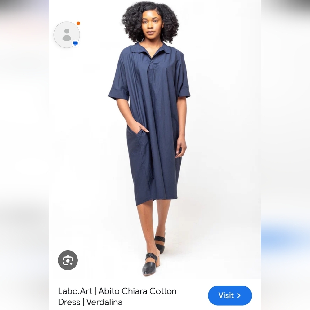 LAMBERTO LOSANI Navy Cotton and Silk Dress P2P 23